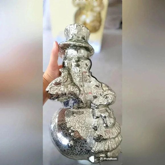 Cracker Barrel exclusive rare silver Mercury glass light up snowman. - Picture 2 of 5